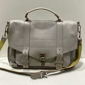 PROENZA SCHOULER Soft Grey Leather Business Satchel/ Shoulder Bag